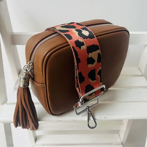 SPECIAL OFFER: Tan leather tassel bag & bag strap gift set