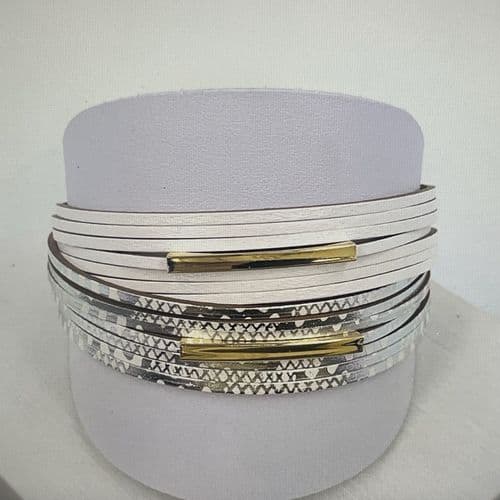 Special Offer: White sparkle animal print leather bracelet