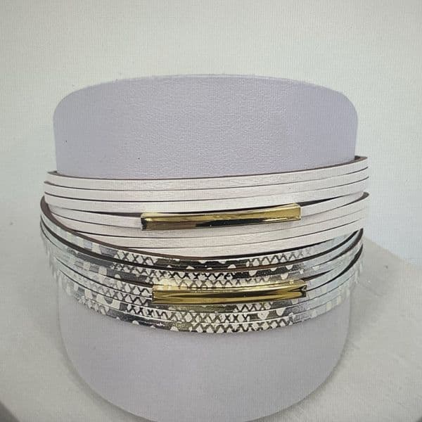 Special Offer: White sparkle animal print leather bracelet