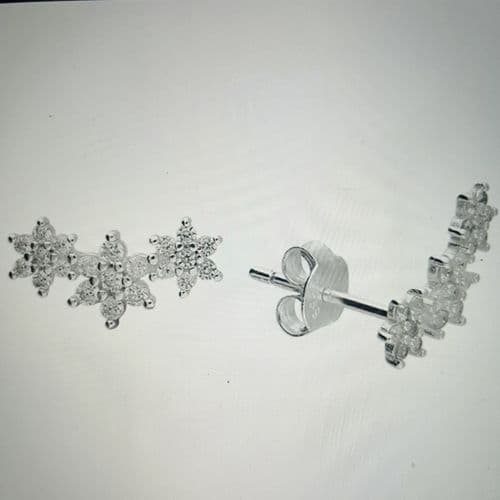 Sterling silver cz star climber earrings