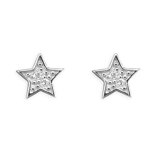 Sterling silver & cz star earrings