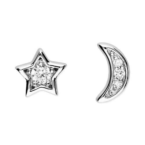 Sterling silver moon and star earrings