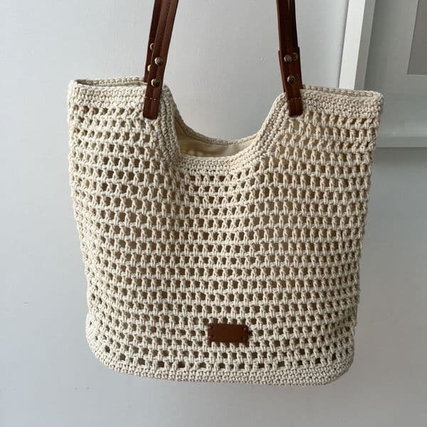 Summer cotton cable knit tote - various colours