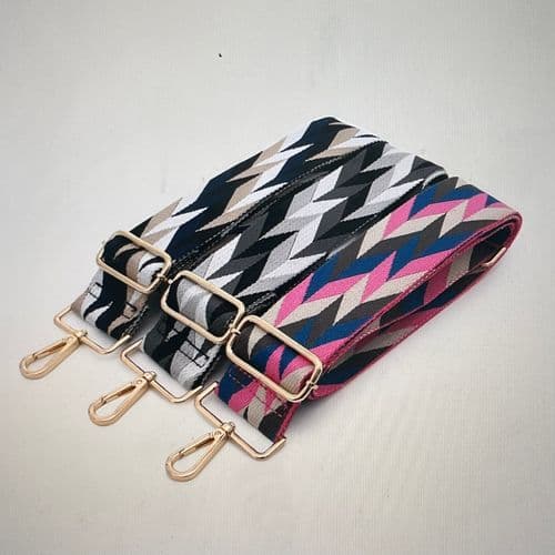 Zig Zag print bag strap - various colours