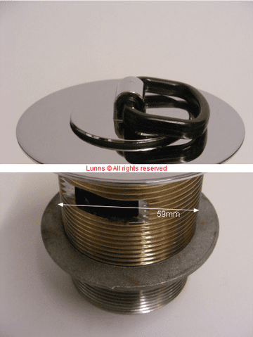 2" BSP/59mm 86/86 Slotted Sink Waste c/w Chrome Finger Pull Plug - Bespoke Part