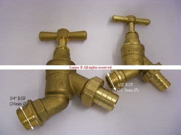 3/4" Outside Bib Tap c/w Hose Union (26mm Dia Thread)