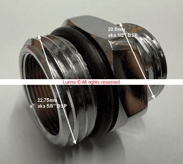 5/8" BSP x 1/2" Chrome Male-Male Iron Adaptor (5/8 Inchx1/2 Inch) - Bespoke part