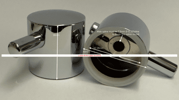 ABA-H V16 Metal Temperature Handle for V16 Showers 7.5x20 Chrome UOL1-6 - Bespoke Part