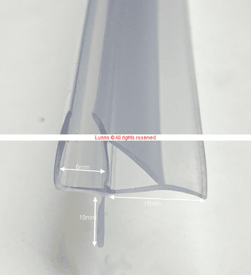 ABA R62 6mm 710m Bath Screen Seal 15mm Splash Guard 10mm Drop +0504 - Bespoke Part