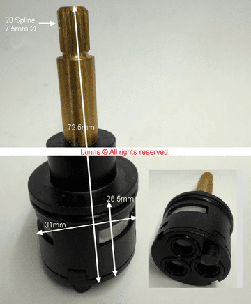 ABA Tall Boy Black 3 Hole 3 Way One Peg Diverter Cassette Cartridge AB1 - Bespoke Part