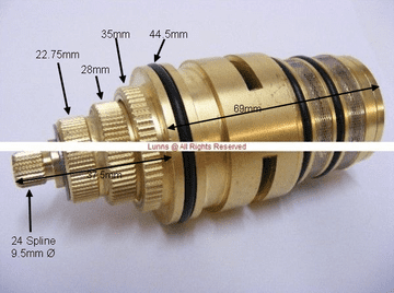 Alba TU 20T 4 Spline Push In Thermostatic Shower Cartridge 3 O Rings SC15A Bespoke Part
