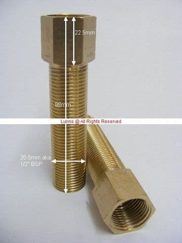 Albacore 1/2" BSP 98mm Brass M&F Tail Extension Each UUL3-1B - Bespoke Part