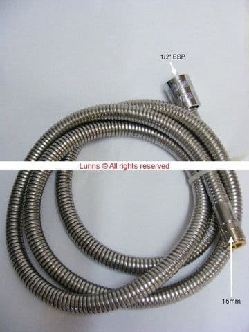 Albacore 1.8m Stainless Steel M15Mx1/2" Female High Pressure Shower Hose UOL6-MUL - Bespoke Part