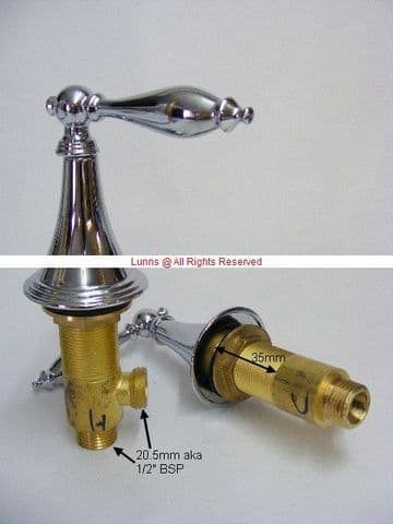 Albacore Jasmin Bath or Basin Side Fill Valves cw Jasmin Lever Handles Chrome - Bespoke Part