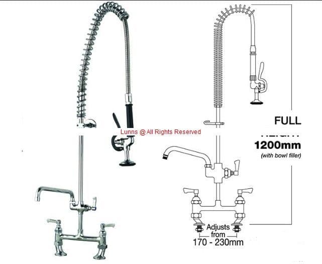 America 2H Sink Mixer Pre Rinse Lever Sink Mixer c/w 12" BF Spout