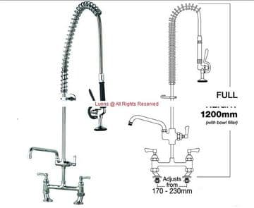 America 2H Sink Mixer Pre Rinse Lever Sink Mixer c/w 12" BF Spout