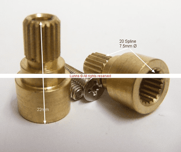Aquatre 7.5mmx22mm Spline Extension Pair - Effective Extension 15mm AL16 - Bespoke Part