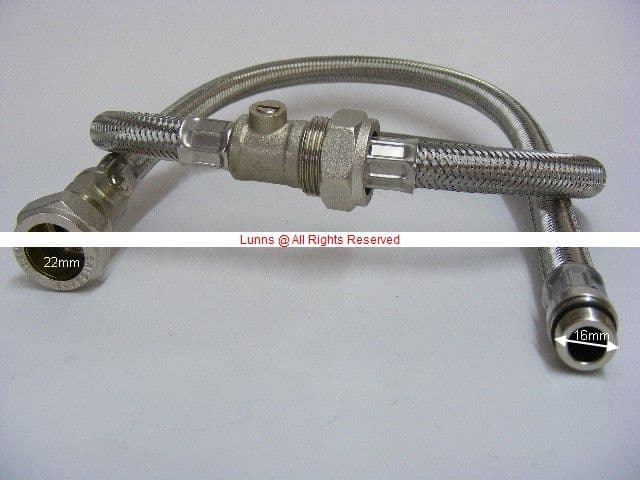 Bank 16mm x22mm 500mm Flexible Tap Tails - Pair TT24 - Bespoke Part