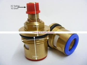 Bank K22 3/4" Plain Bath Cartridge Valve (Red Head Carrier NOT include) - Pair T24-10A