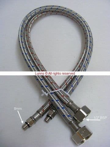 Bank M8 600mm 8mmx1/2" FFU Flexible Briaded Tap Tails B5481H16538711-PAIR Bespoke Part