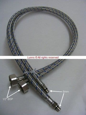 Bank M8 800mm 8mmx1/2" FFU Flexible Briaded Tap Tails B5481H16538711-PAIR