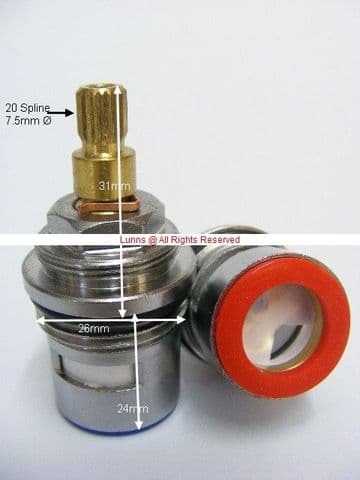 Bank No54 3/4in 2631 Silver Bath Ceramic Disc Cartridge (Pair) T20-35MOD - Bespoke Part