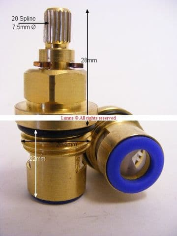 Bank28 101 BS5412 1/2" NST Shower Ceramic Disc Plain Cartridge Clockwise Close Close T20-80