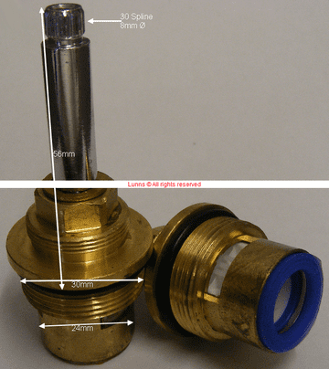 Bensham 1885 30 Spline 30mm Thread Tall Boy Chrome Bath Ceramic Disc Cartridges 3056 - Bespoke Part