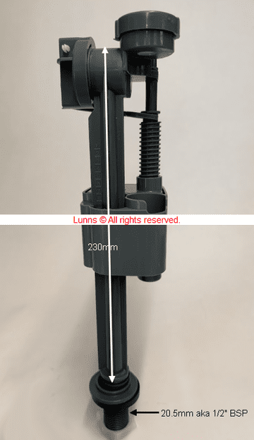 BOND 230mm Bottom Entry Grey Inlet Float Valve 1/2" PKIT - Bespoke Part