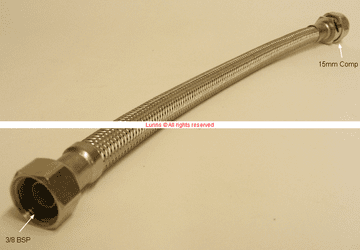 Braided 3/8"x15mm 300mm Connection Hose - Bespoke Part