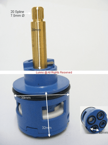 Bristan 4 Hole 40mm Diverter Cartridge Now Beige - Bespoke Part