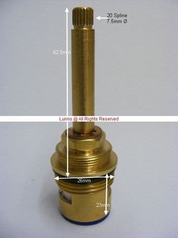 Bristan Replacement Mk2 3/4" 20 Spline Ceramic Disc Shower Valve VLV 4044 T20X75A Bespoke Part