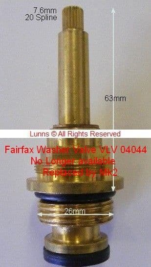 Bristan20 Mk3 Fairfax 20 Spline Replacement Washer Valve VLV 04044MK2 Bespoke Part