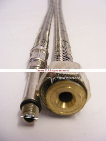 Croceine M8x1/2" BSP FFU 500mm Braided Flexible Tap Connector XW54FT1 TT16 (Pair) - Bespoke