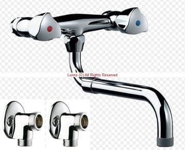 Delta Wall Mounted Sink Mixer c/w Exposed Wall Plate Elbows D5466798784111