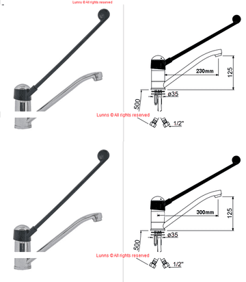 Dentist Long Reach Long Spout Medium Pressure Sink Mixers - Bespoke Part