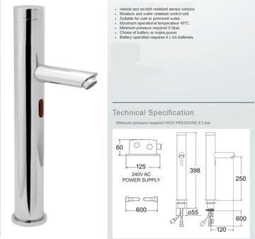 Deva Sensor 3D Tall Vessel Basin Sensor Tap - Sensor Height Centre 203mm - Bespoke Part