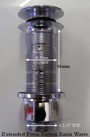 Extended Press Button Basin Waste B54N15 - Bespoke Part