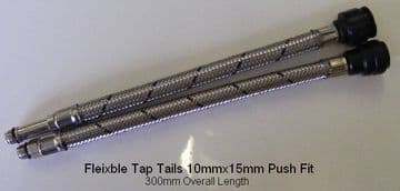 Flexible Tap Tails 10mmx15mm Push Fit 300mm