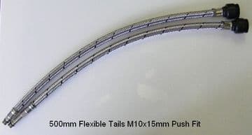 Flexible Tap Tails 10mmx15mm Push Fit 500mm
