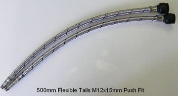 Flexible Tap Tails 12mmx15mm Push Fit 500mm