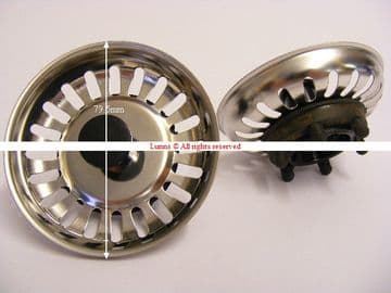 Franke Mk1 Basket Strainer Waste Sink Plug 79.5mm Dia 20 Slot Udder Style Black Pull W2-84