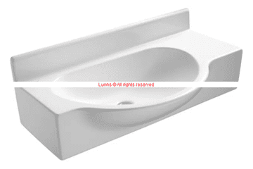 Gatwick Airside2 Basin  800mmx310mmx450BasinDepth No Tap Hole c/w Upstand - Bespoke Part