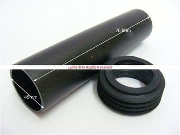 Geberit 260mm Long Black Flush Pipe c/w 60mm OD 4 Fin Gasket EDM118-XMOD