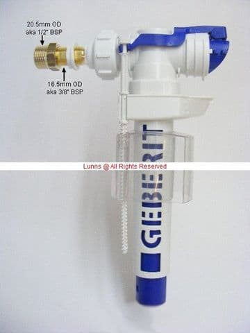Geberit Scottish Model 1/2-3/8 Long Tail Side Entry Valve EDL1-8 - Bespoke Part
