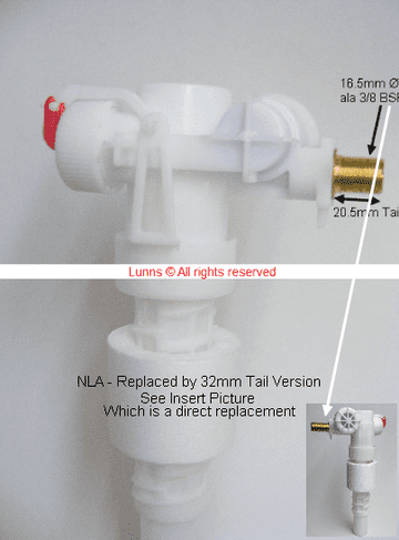 Grohe Side Entry Short Tail20 Inlet Float Valve (for use with Red Bracket) - Bespoke Part