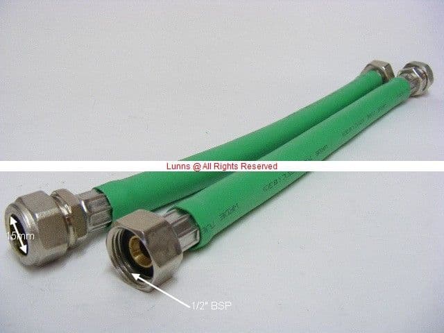 HealthCare Plus Green Sleeved Flexible Tap Connection Hose 15mmCOMPx1/2