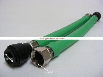 HealthCare Plus Sleeved Flexible Tap Connection Hose 15PFmmx1/2" Nut 300mm Bespoke Part