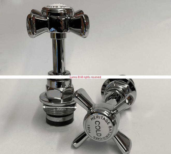 Heritage 30mm 1010 Bath Washer Valve Headwork Kit Pair UOL2-4 Small Flange - Bespoke Part