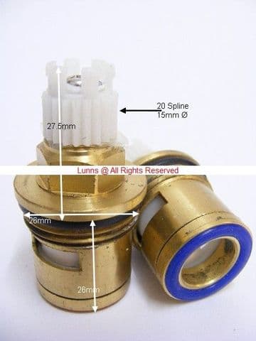 HYG27 Wing NST2627Ceramic Disc Bath Cartridges cw Wing6 Turret Head Carriers T24-54 - Bespoke Part